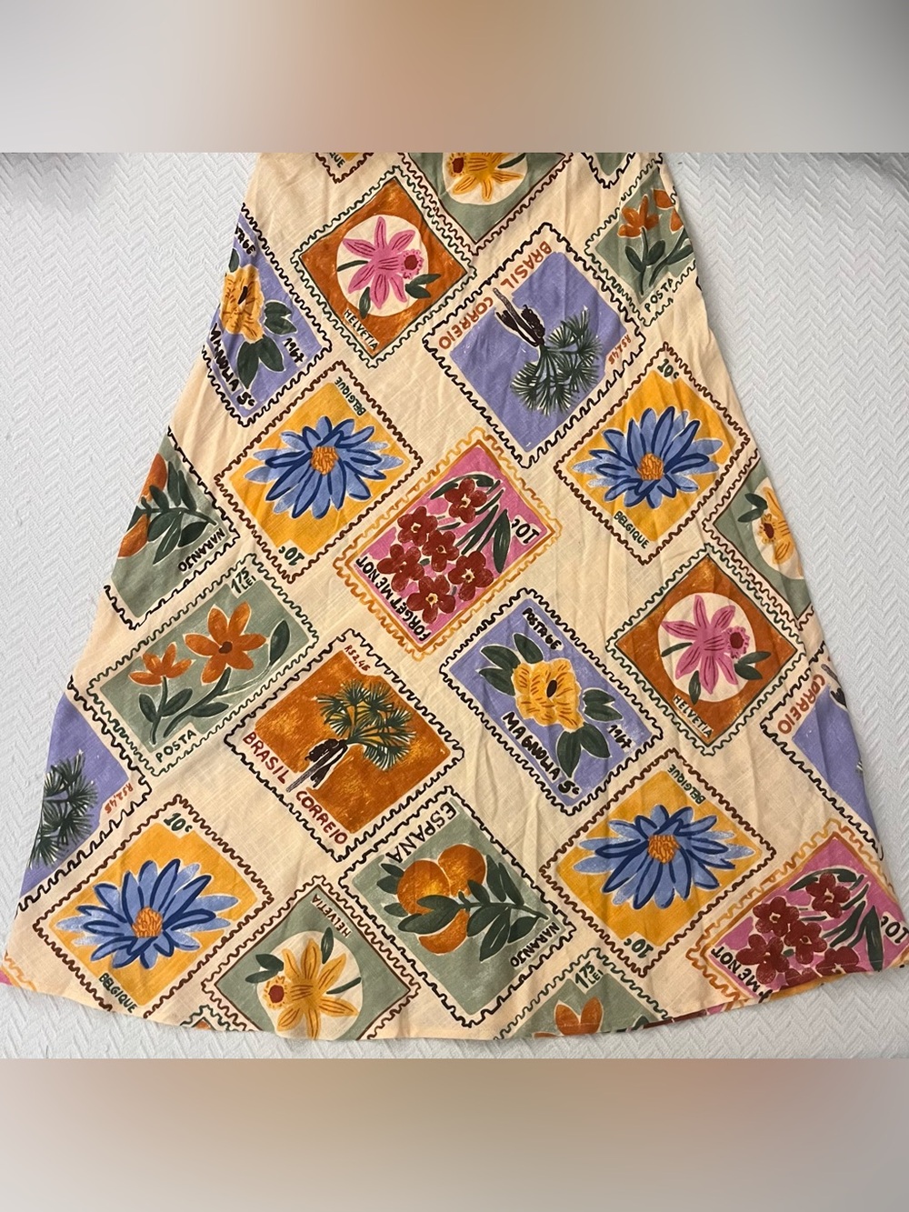 Paper Heart Linen-Blend Floral Stamp Dress - Picture 7 of 12